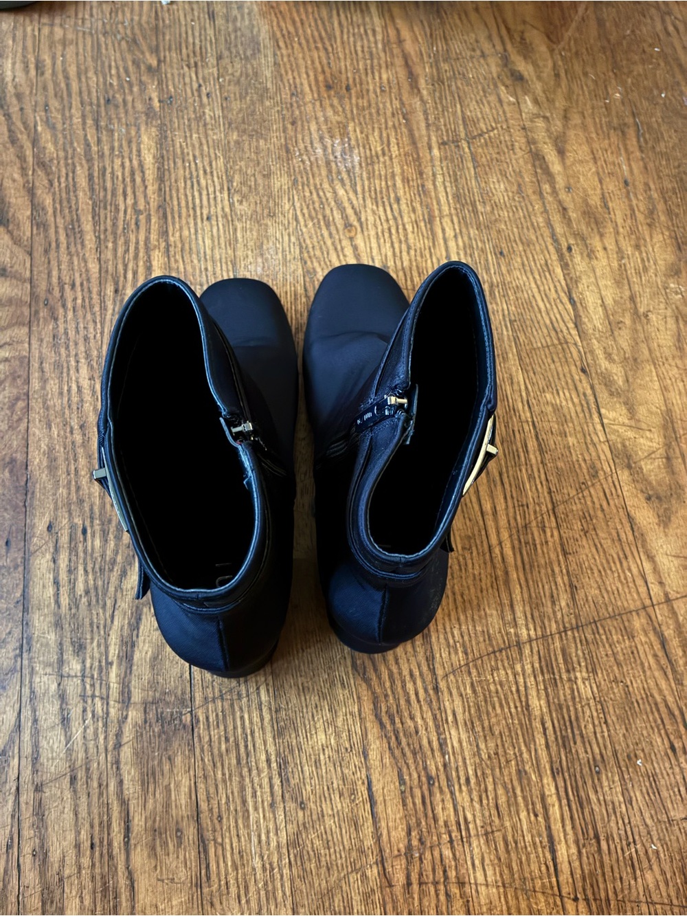 Black Ankle Boots With Side Buckle/Side Zipper View 2